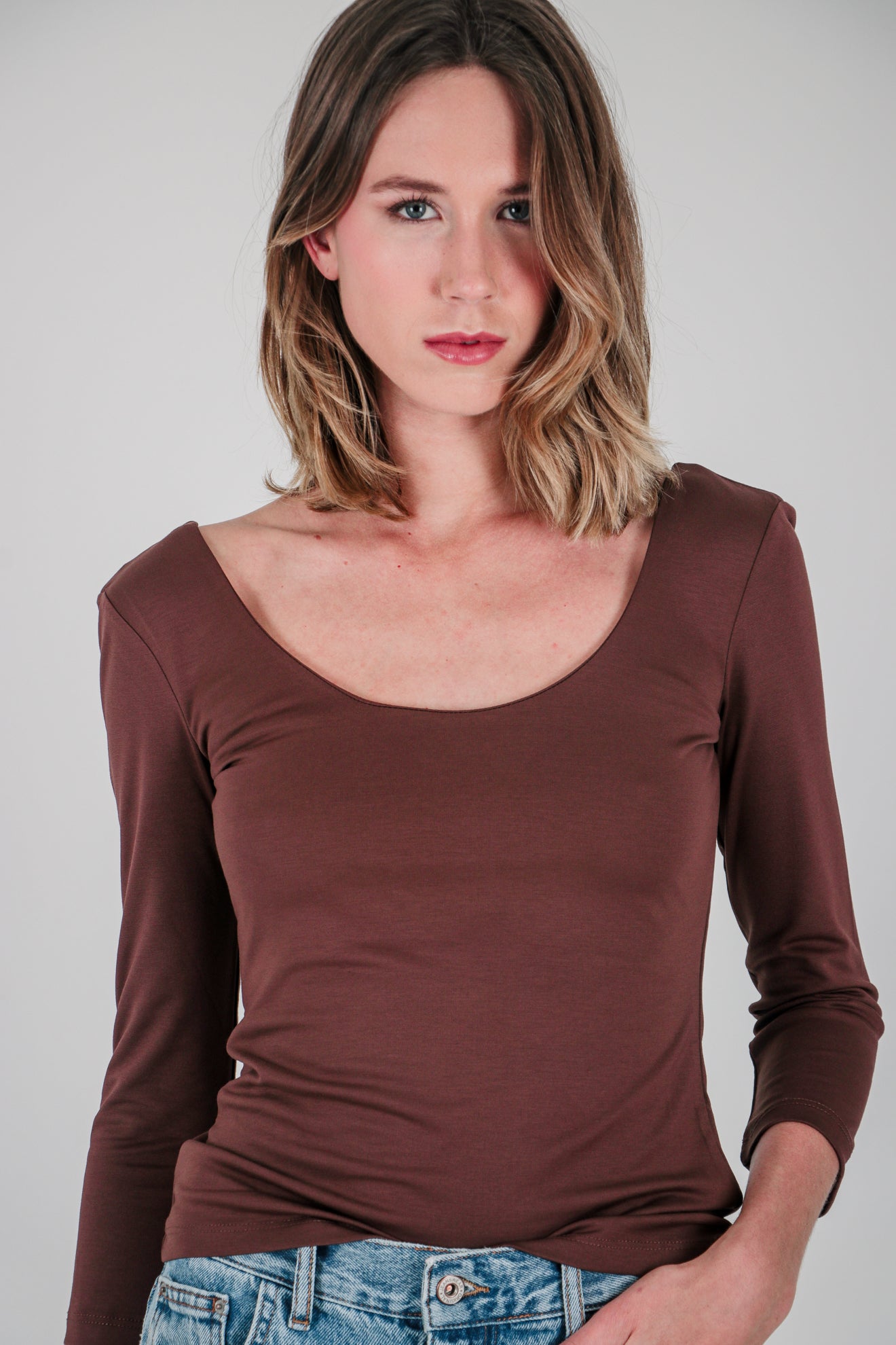 Μπλούζα basic με μανίκι 3/4