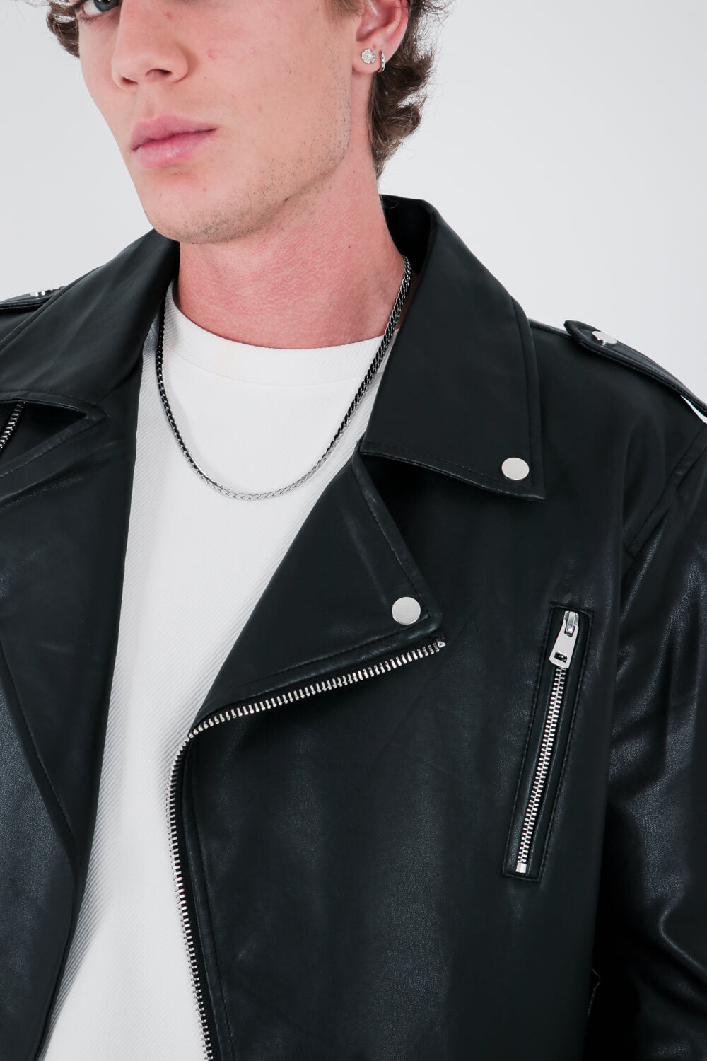 Μπουφάν biker με υφή δέρματος