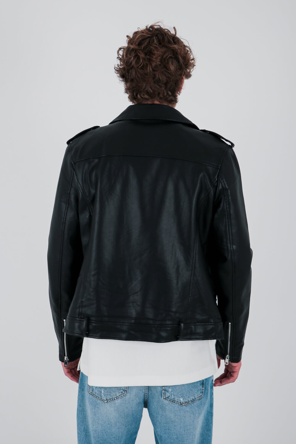Μπουφάν biker με υφή δέρματος