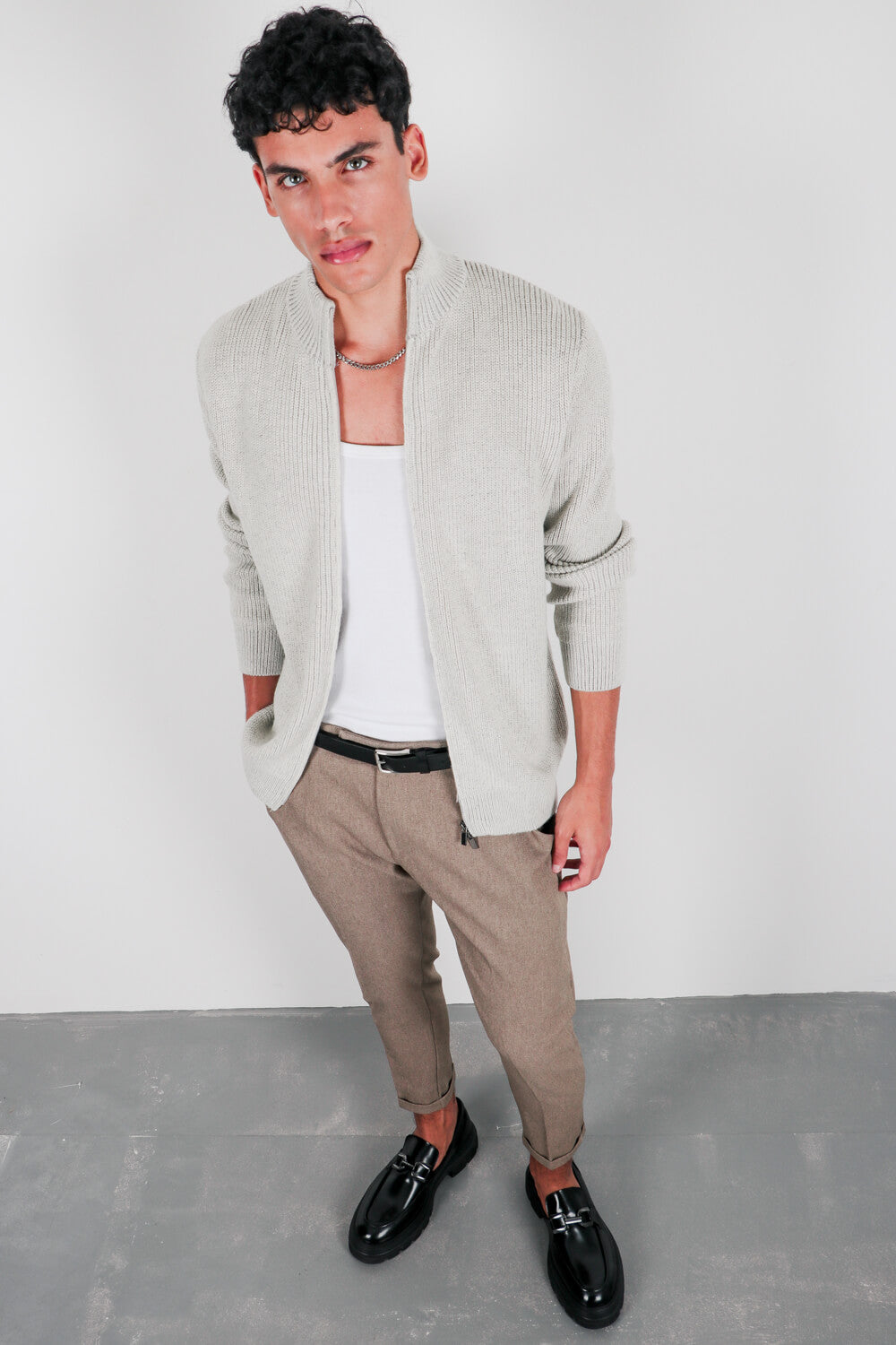 Πλεκτή ζακέτα με ανάποδη πλέξη