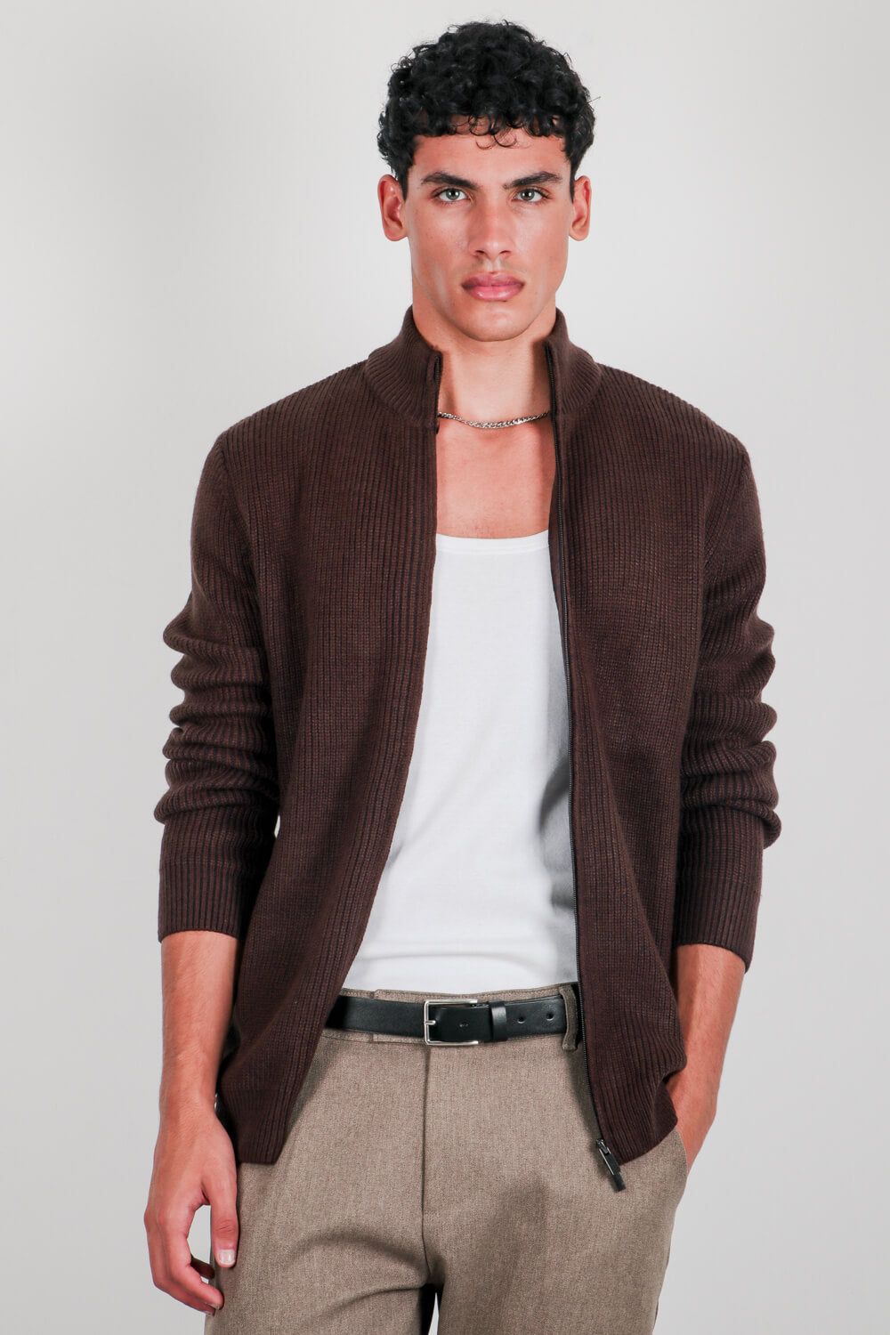 Πλεκτή ζακέτα με ανάποδη πλέξη