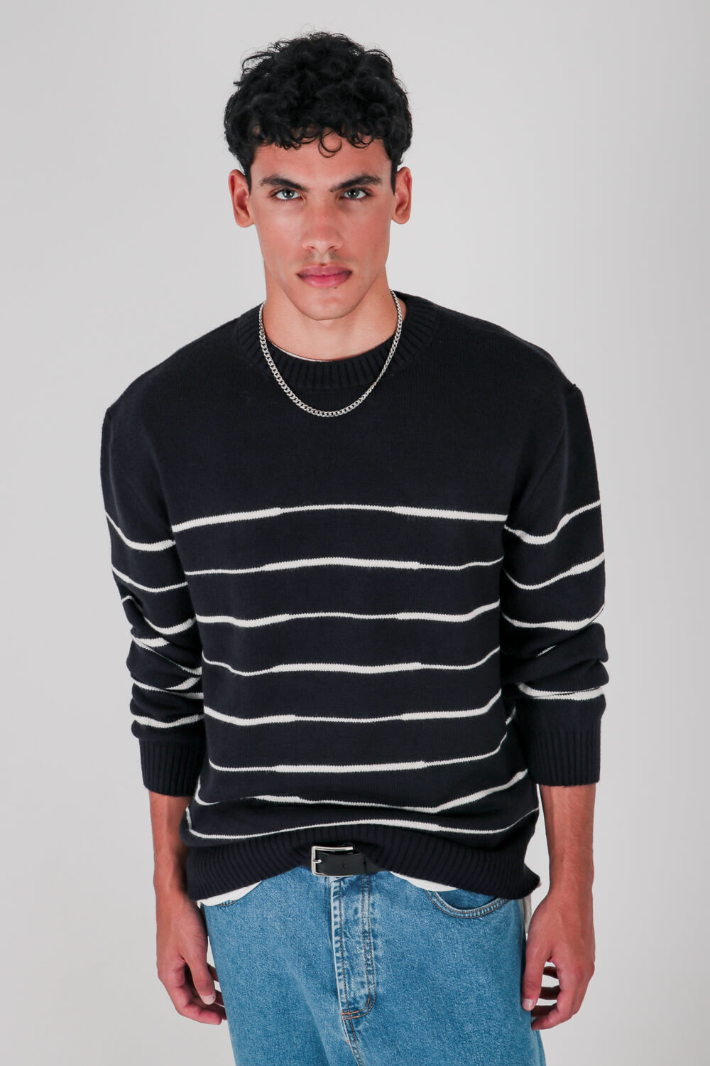 Πλεκτή μπλούζα με ρίγες