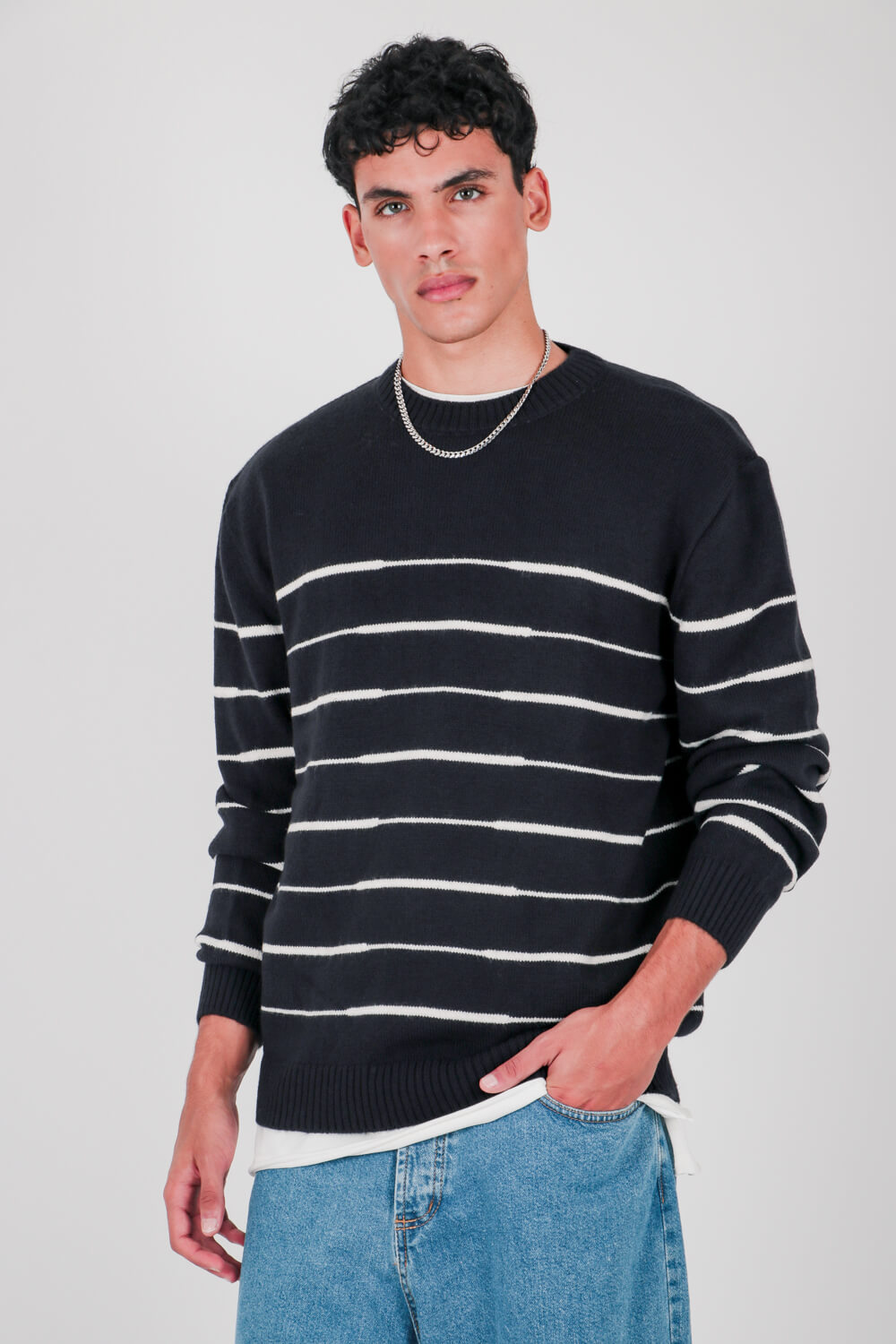 Πλεκτή μπλούζα με ρίγες