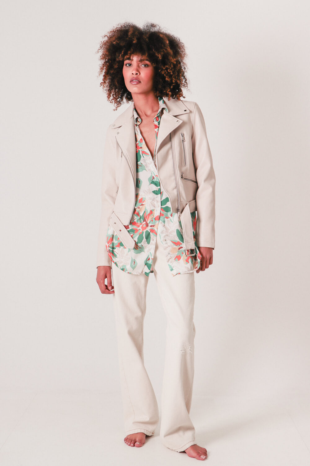 Μπουφάν biker με υφή δέρματος