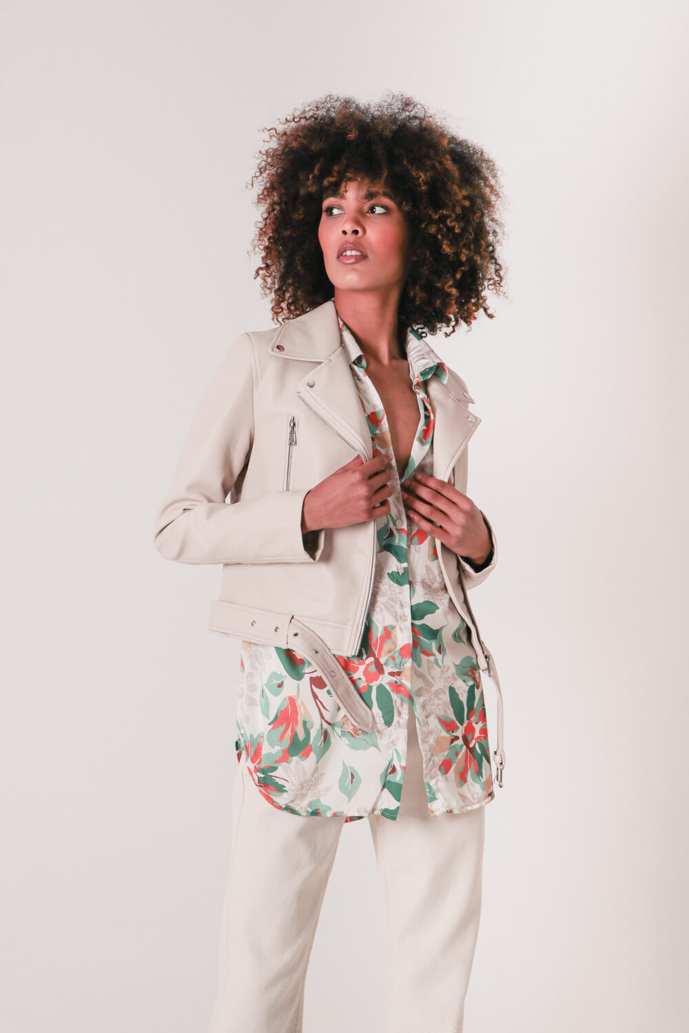 Μπουφάν biker με υφή δέρματος