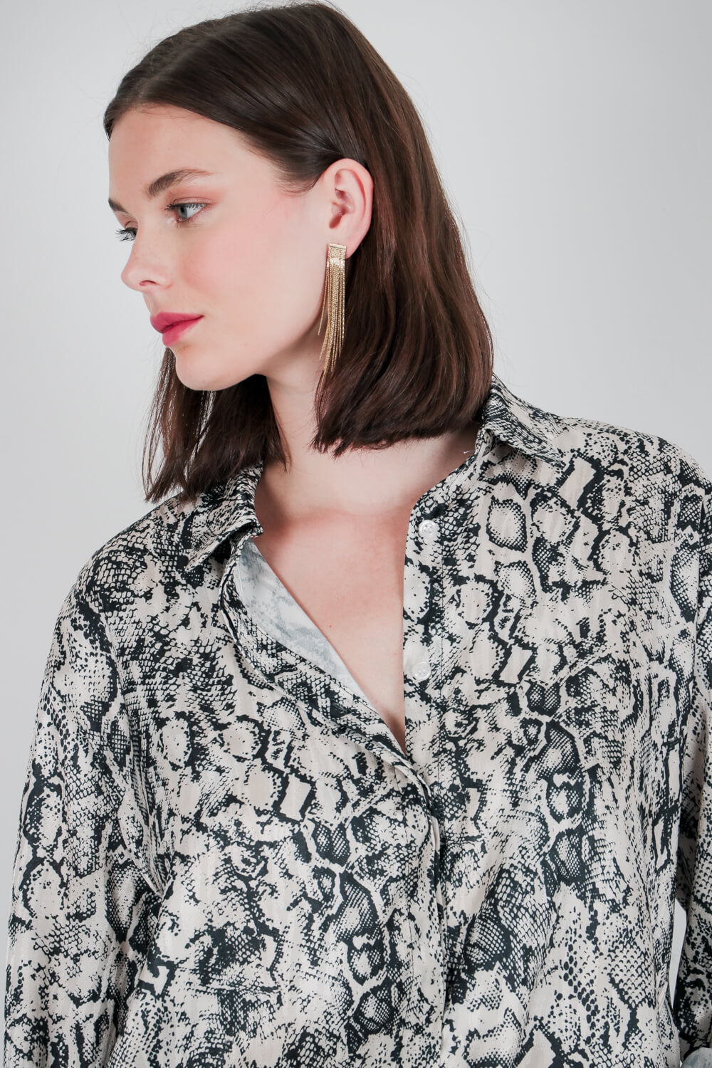 Σατινέ πουκάμισο animal print