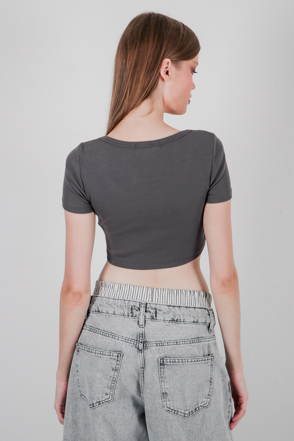 Τοπ crop με ύφανση ριπ
