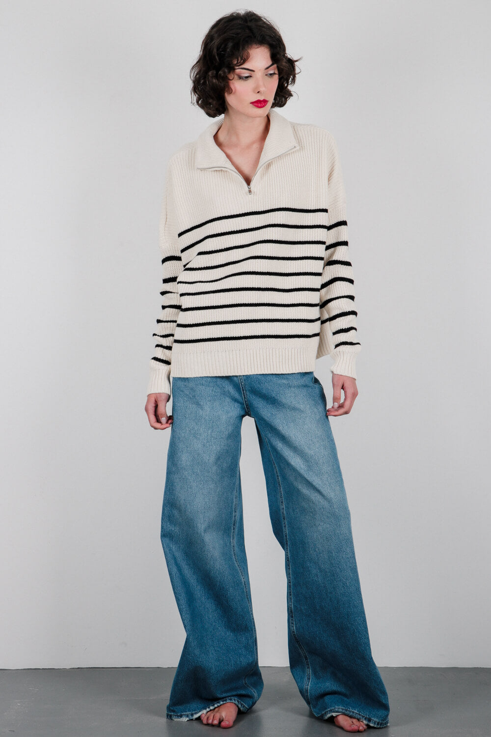 Πλεκτό πουλόβερ με φερμουάρ