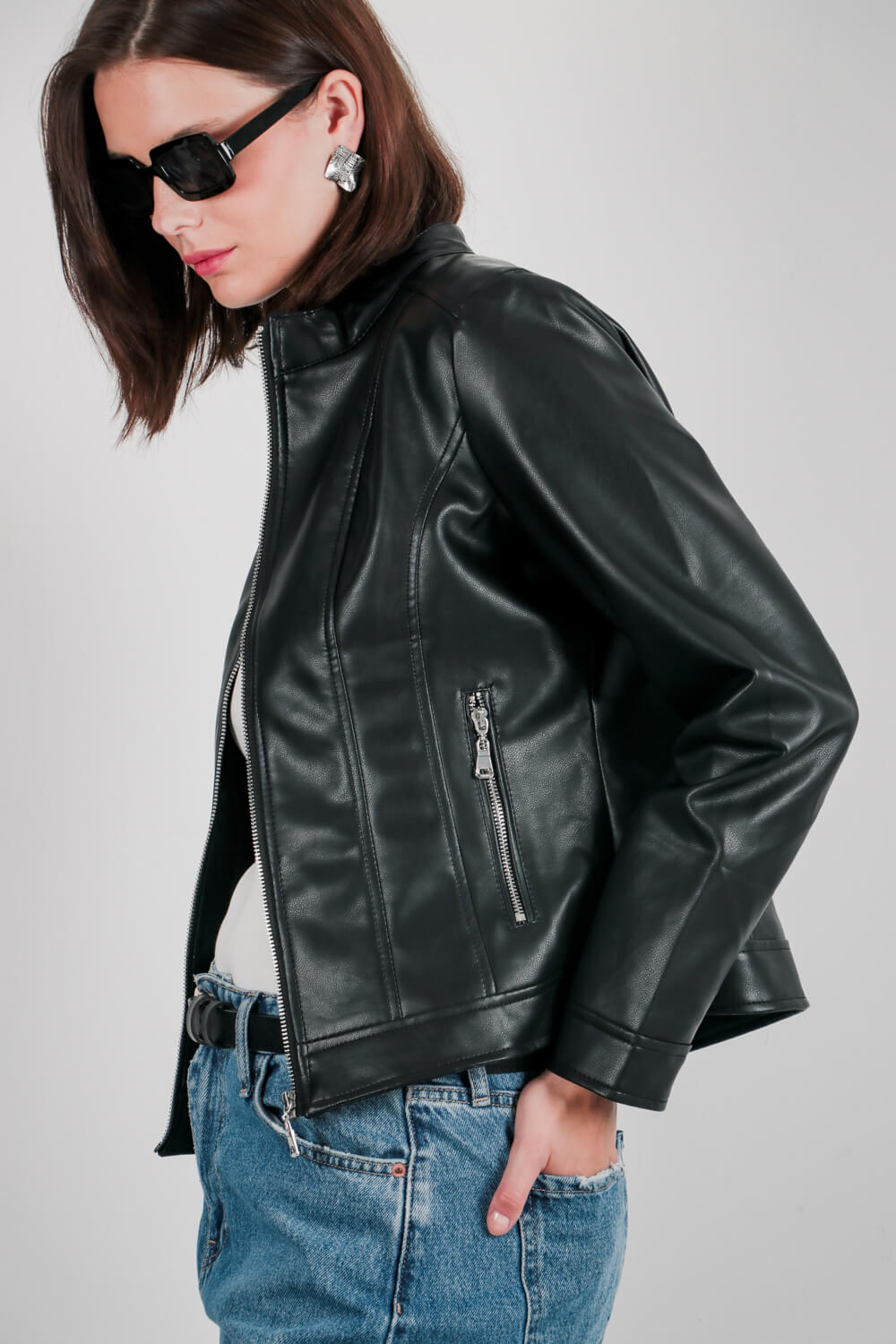 Μπουφάν με υφή δέρματος