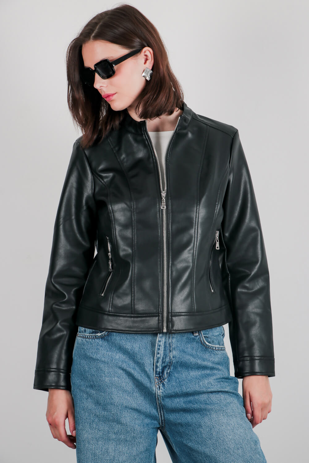 Μπουφάν με υφή δέρματος