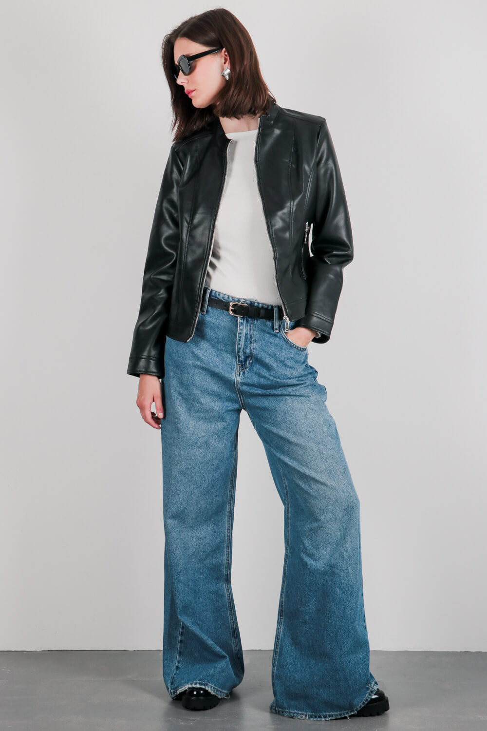 Μπουφάν με υφή δέρματος