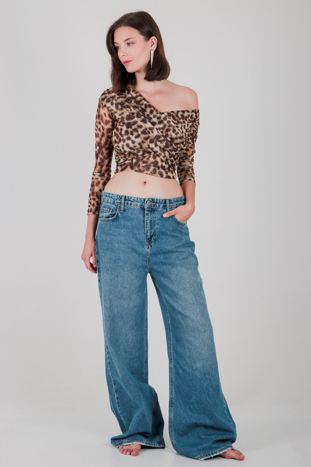 Ασύμμετρο λεοπάρ τοπ από τούλι