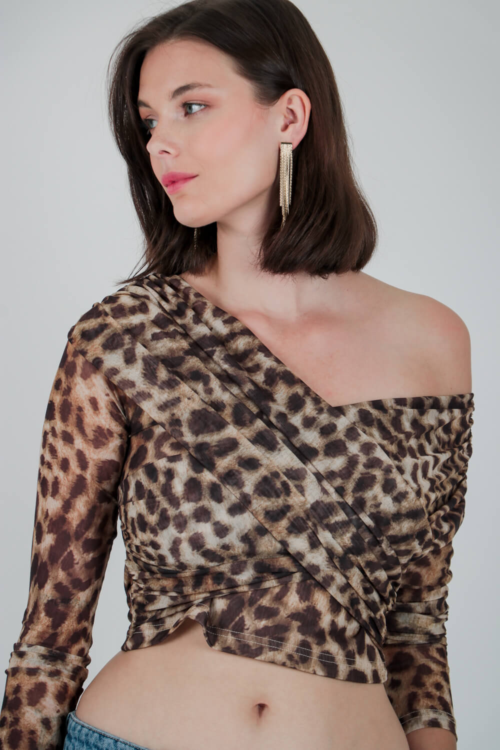 Ασύμμετρο λεοπάρ τοπ από τούλι