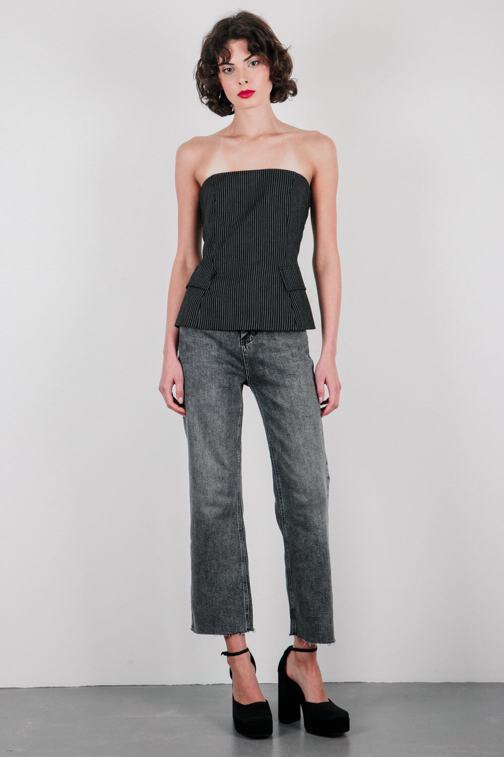 Τοπ ριγέ strapless