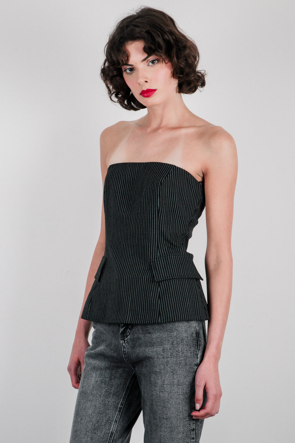 Τοπ ριγέ strapless