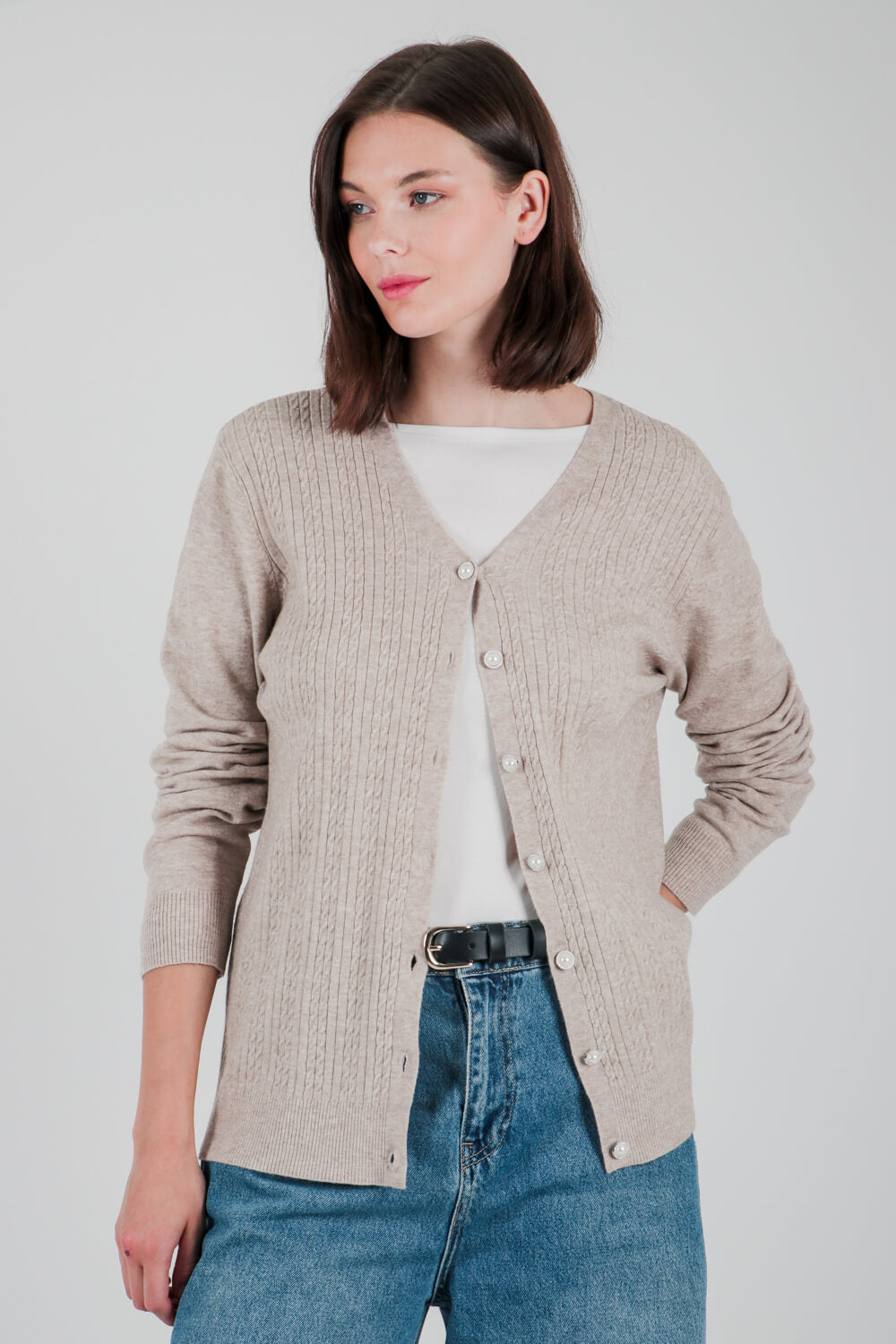 Πλεκτή ζακέτα με πέρλες