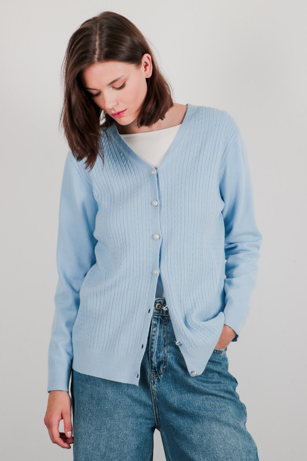 Πλεκτή ζακέτα με πέρλες