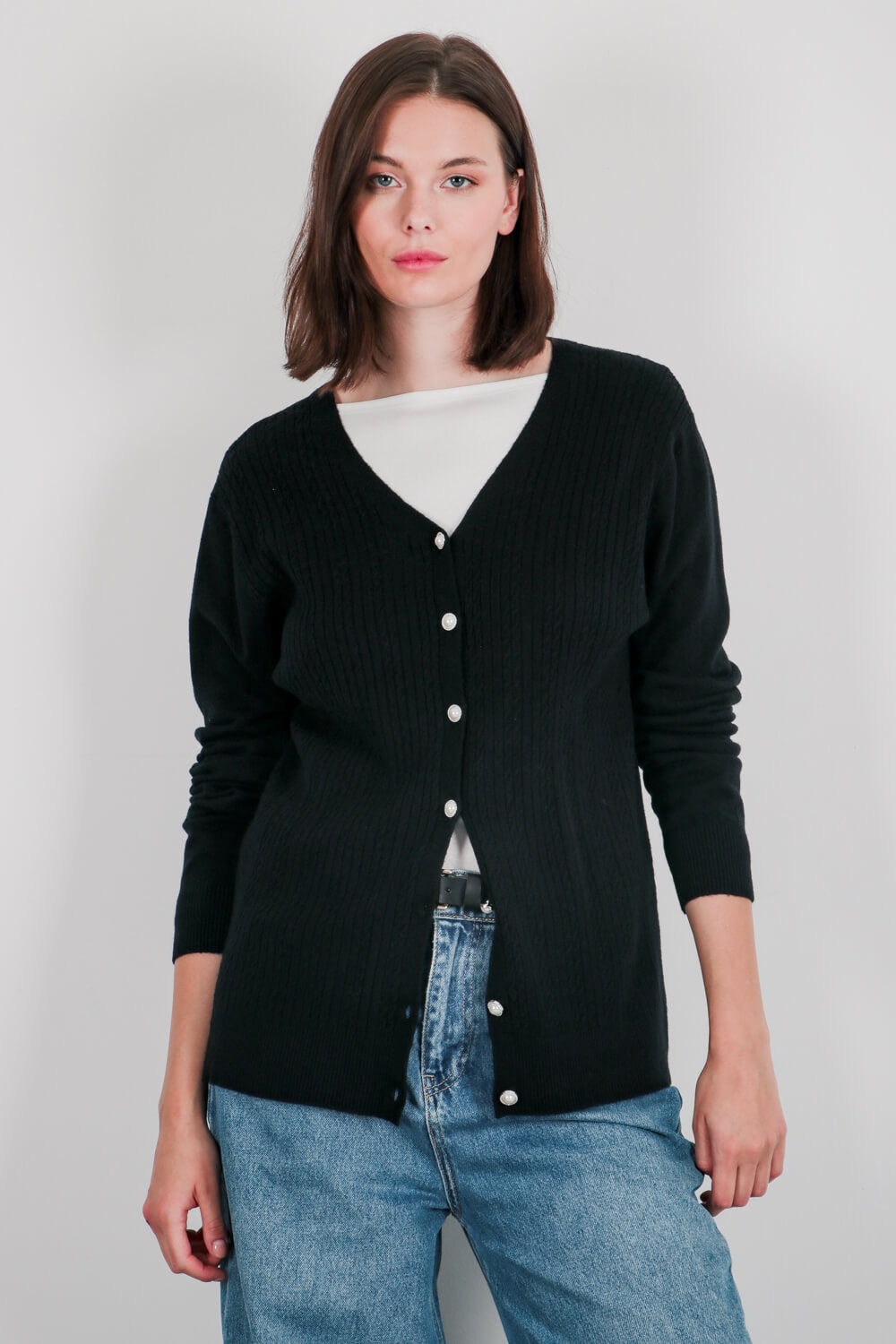 Πλεκτή ζακέτα με πέρλες