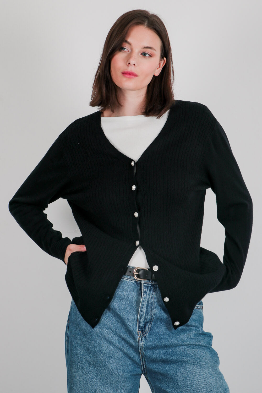 Πλεκτή ζακέτα με πέρλες