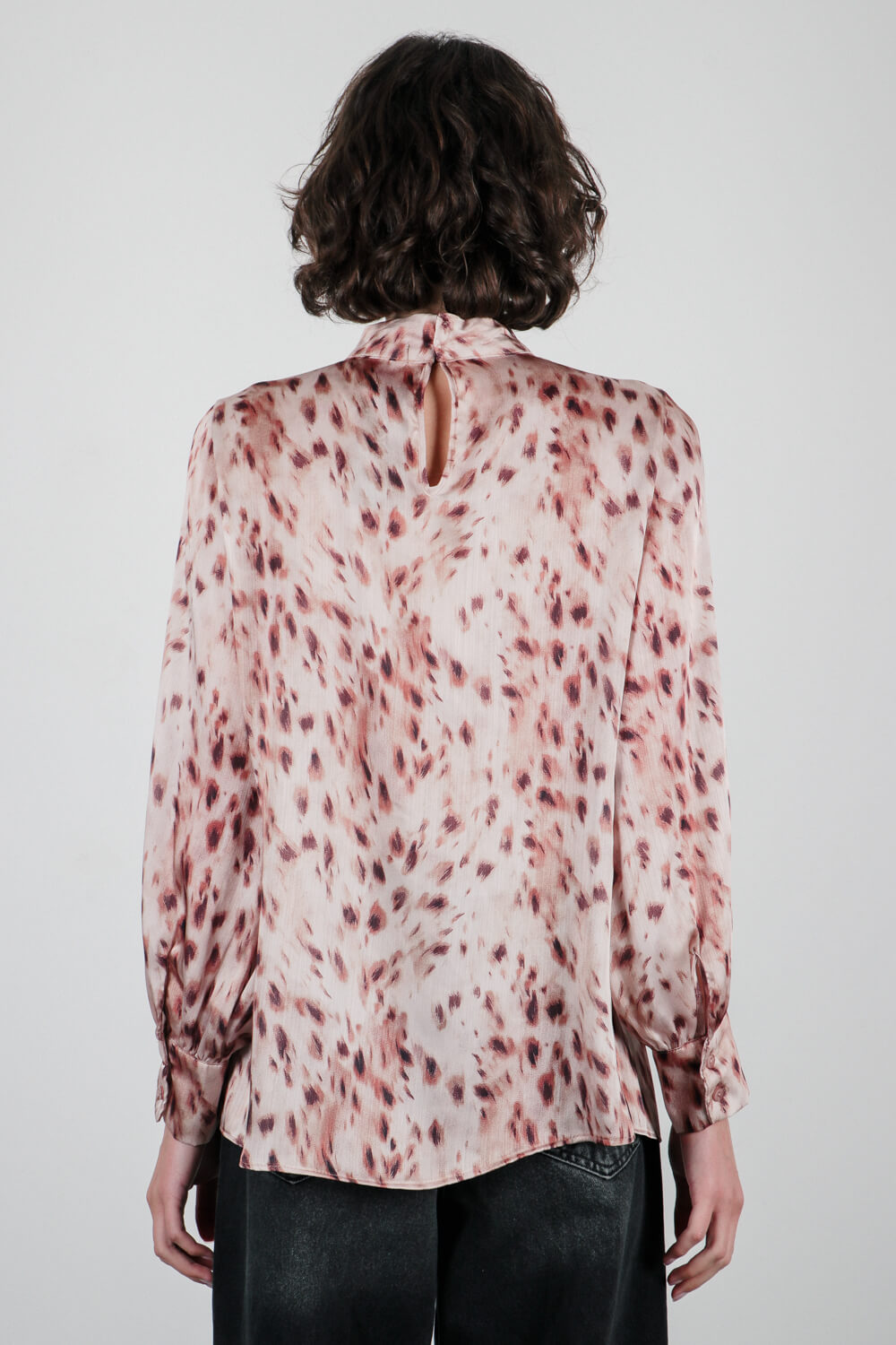 Σατινέ μπλούζα με όρθιο γιακά