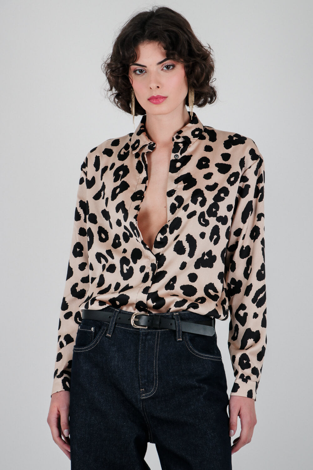 Σατινέ πουκάμισο animal print