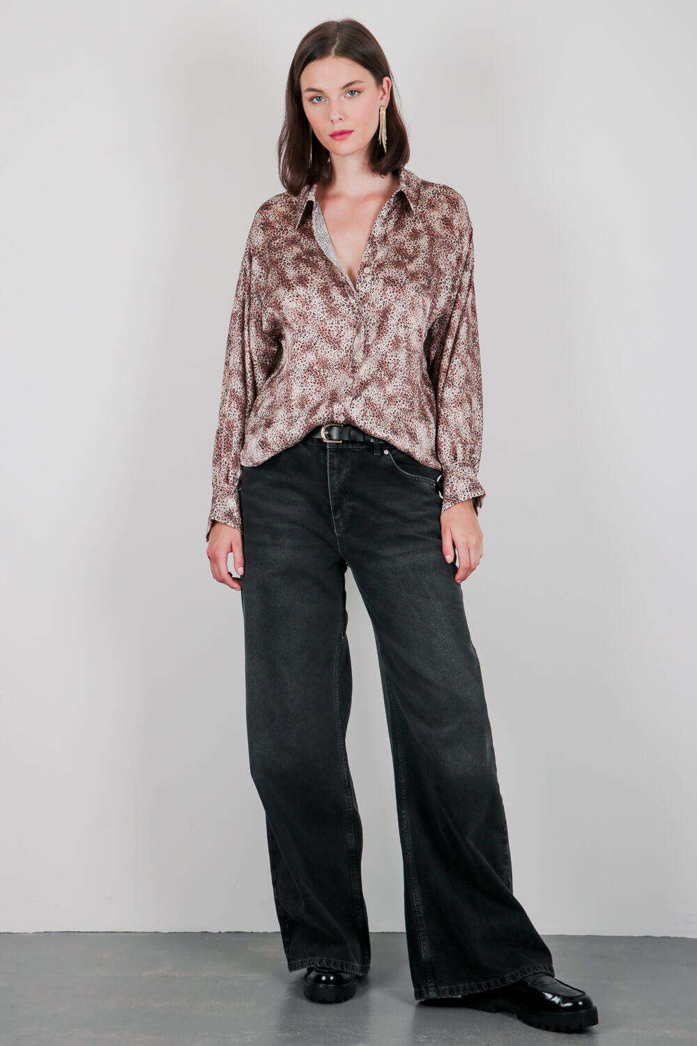 Σατινέ πουκάμισο animal print