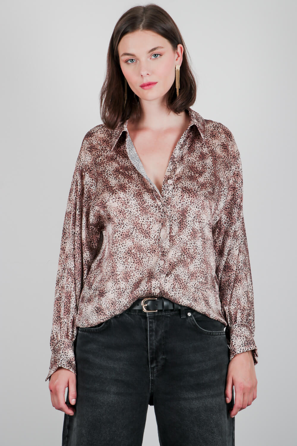 Σατινέ πουκάμισο animal print