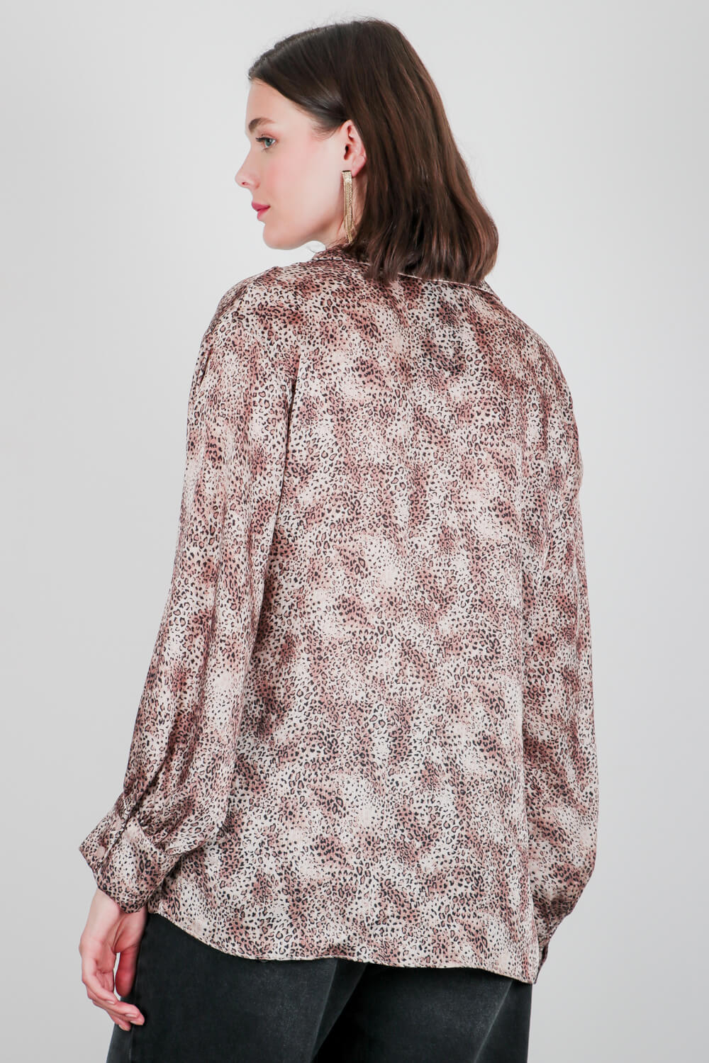 Σατινέ πουκάμισο animal print