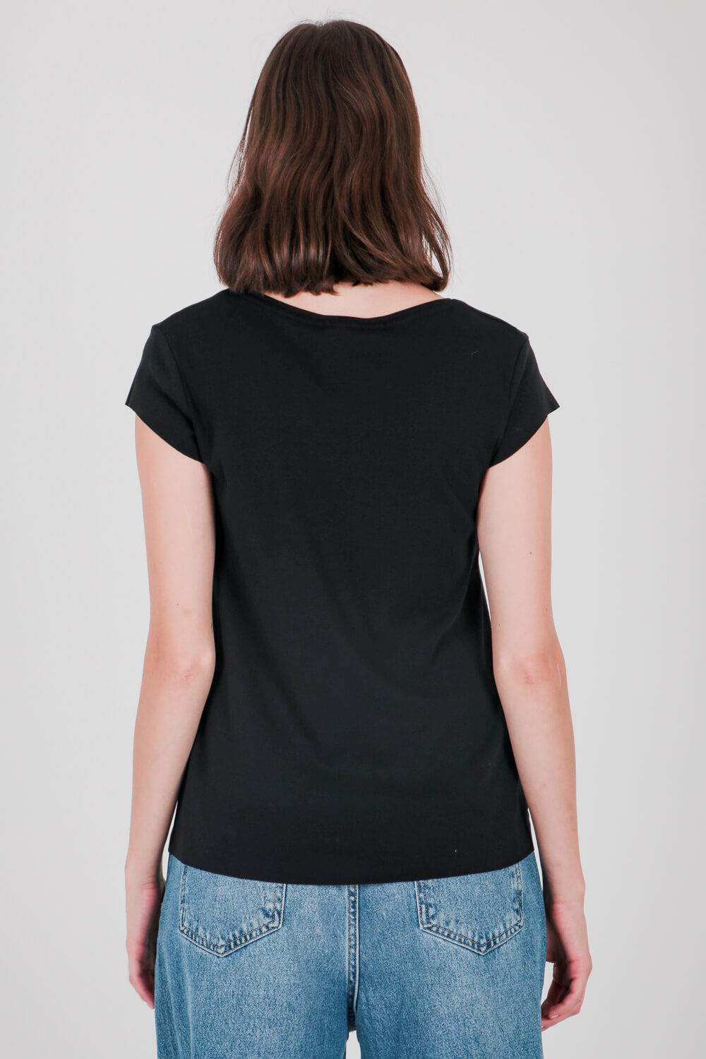 Βαμβακερή μπλούζα με V ντεκολτέ