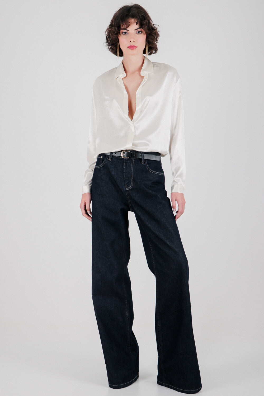 Πουκάμισο σατινέ με όψη τσαλακωμένου