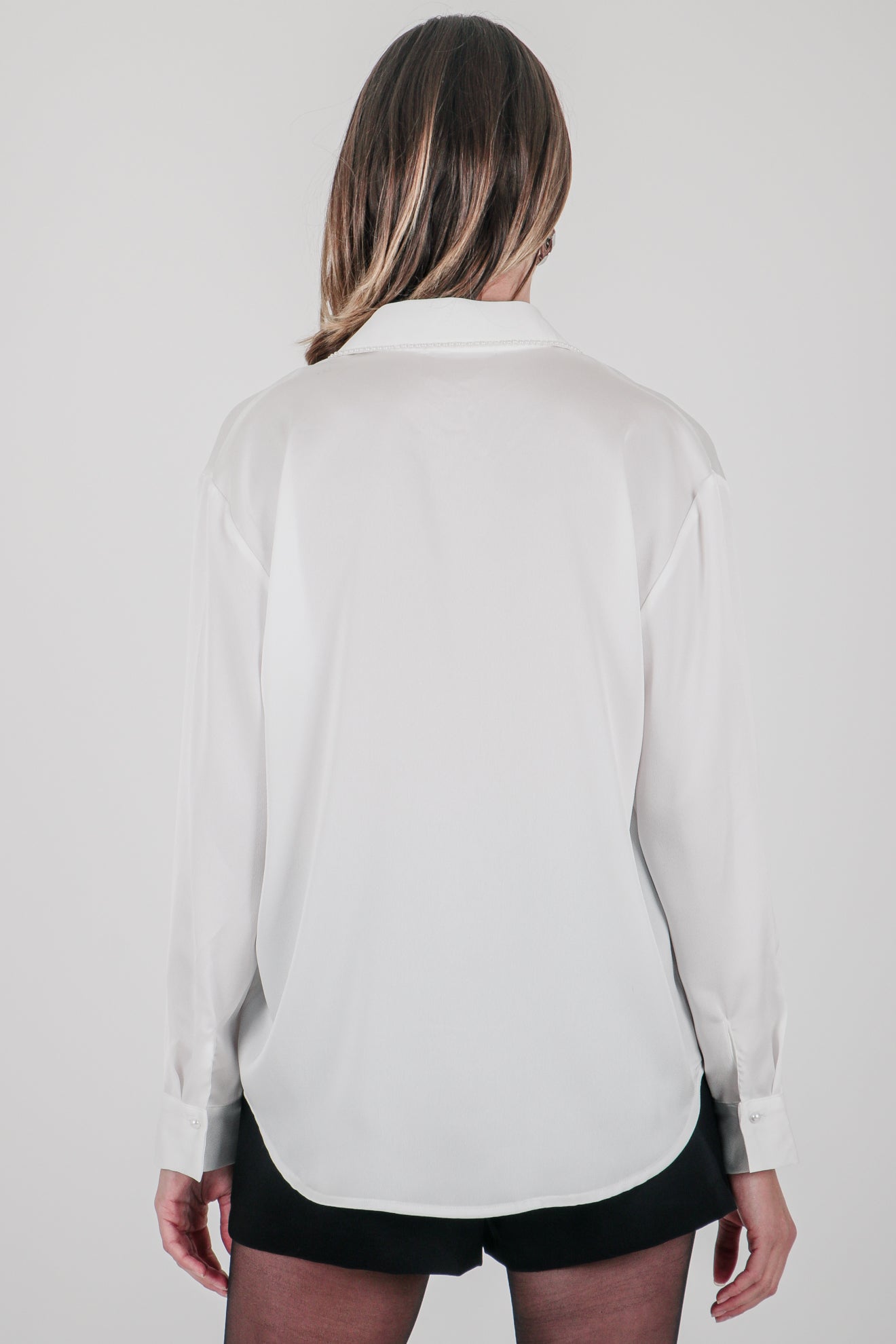 Πουκάμισο σατινέ με πέρλες