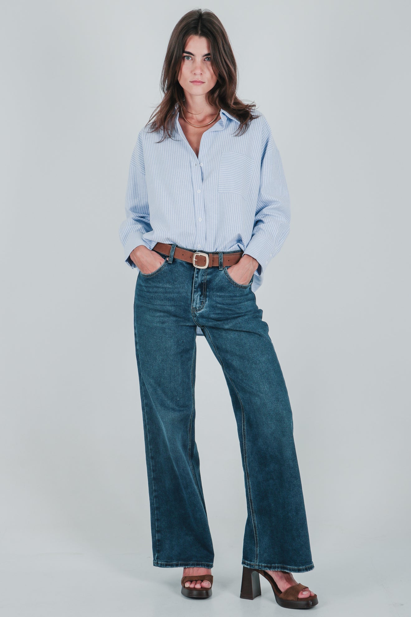 Ριγέ πουκάμισο από μείγμα βαμβακιού