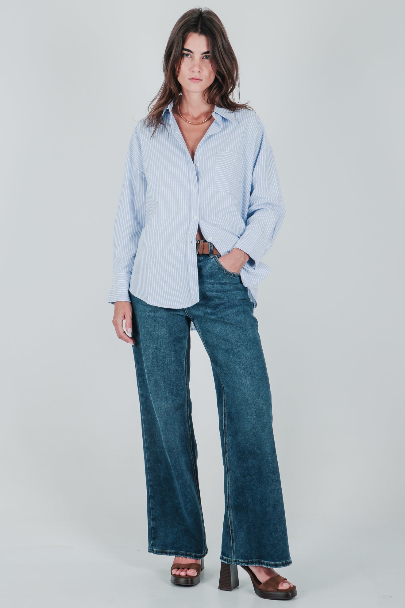 Ριγέ πουκάμισο από μείγμα βαμβακιού