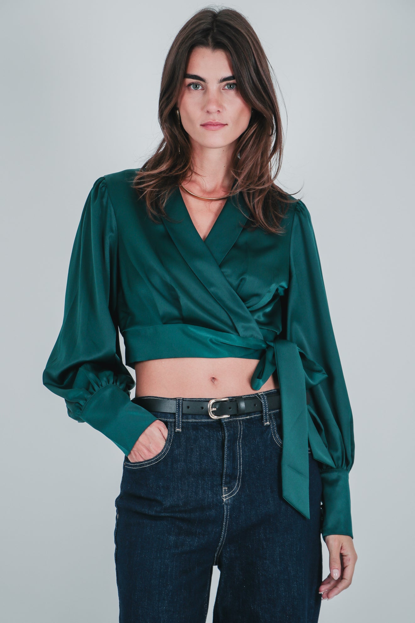 Σατινέ κρουαζέ μπλούζα