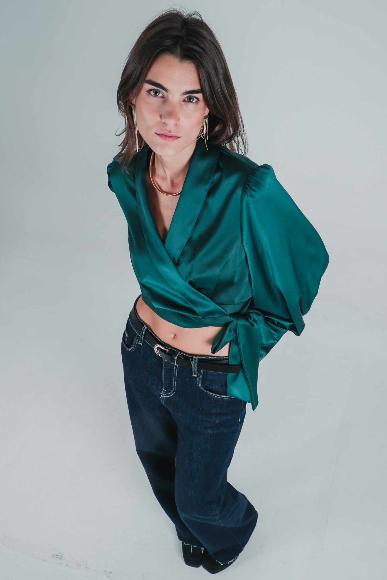 Σατινέ κρουαζέ μπλούζα