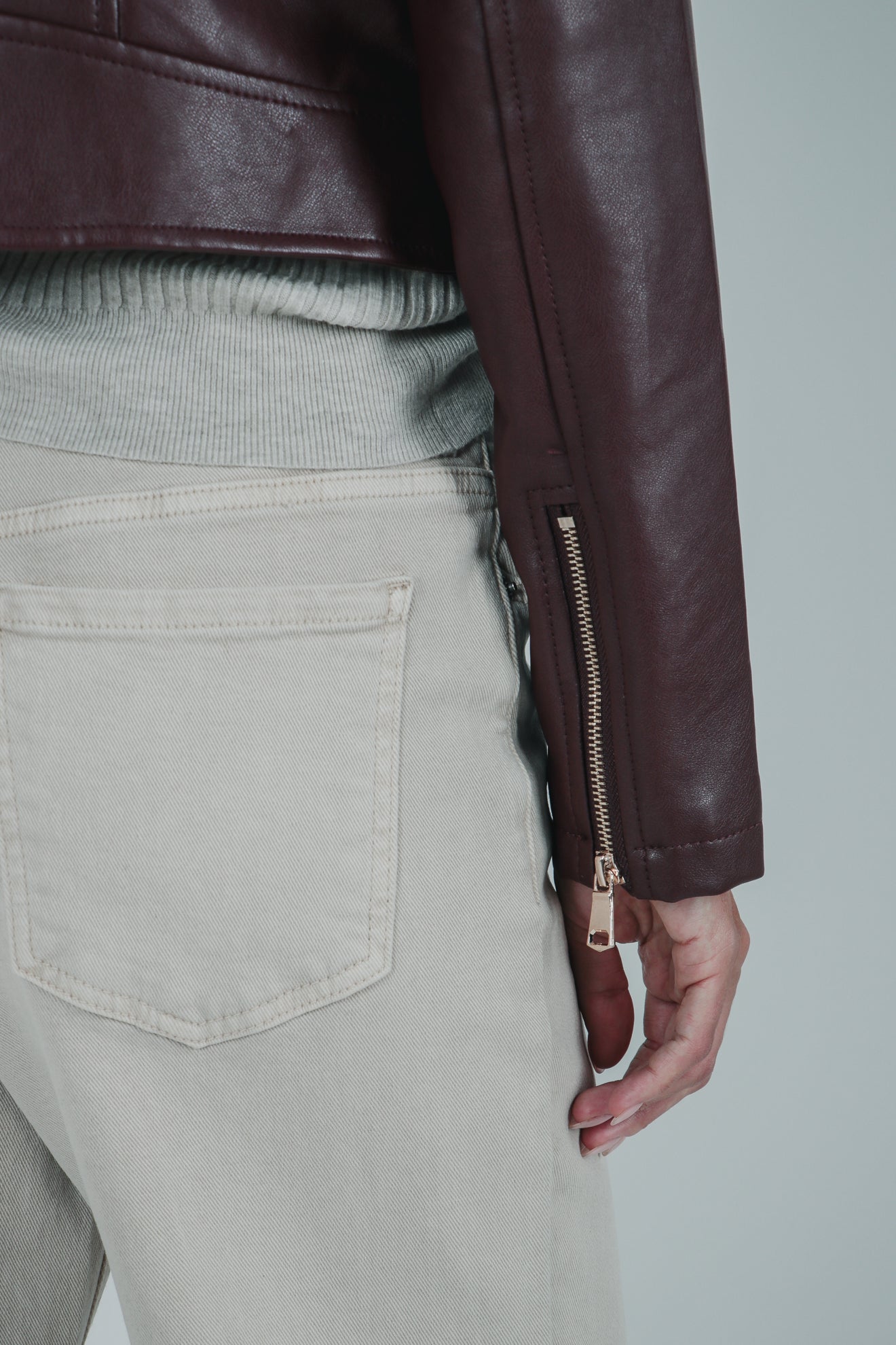 Μπουφάν biker με όψη δέρματος