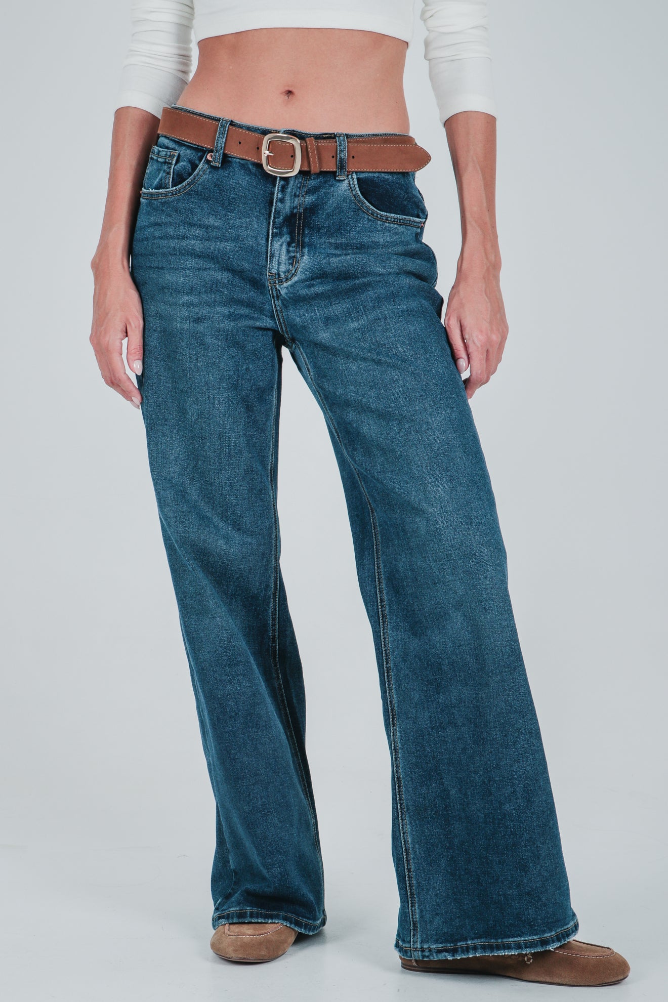 Τζιν wide leg μεσαία μέση