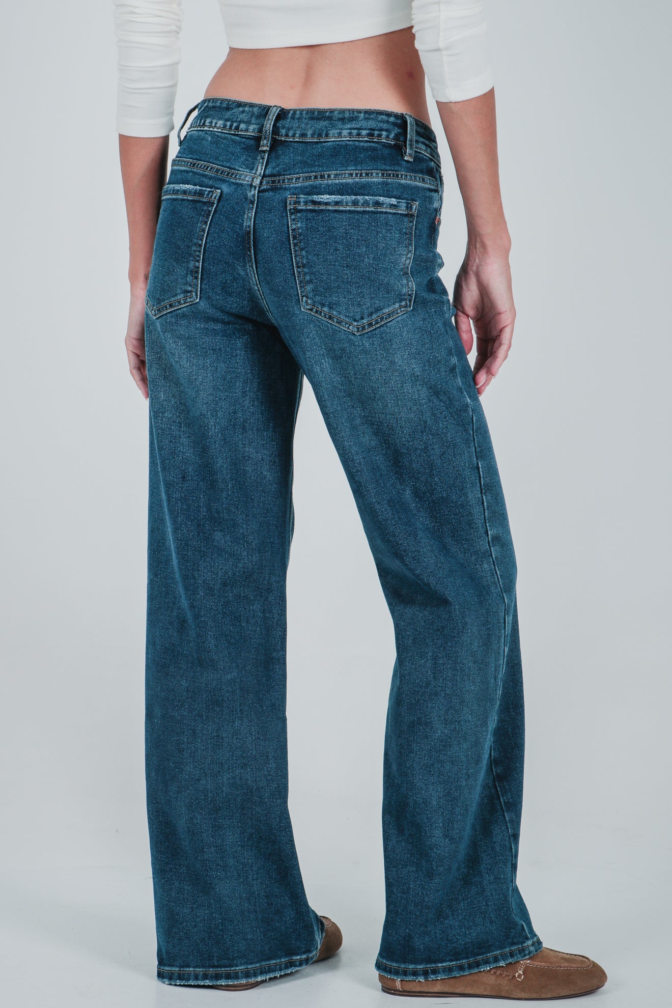 Τζιν wide leg μεσαία μέση