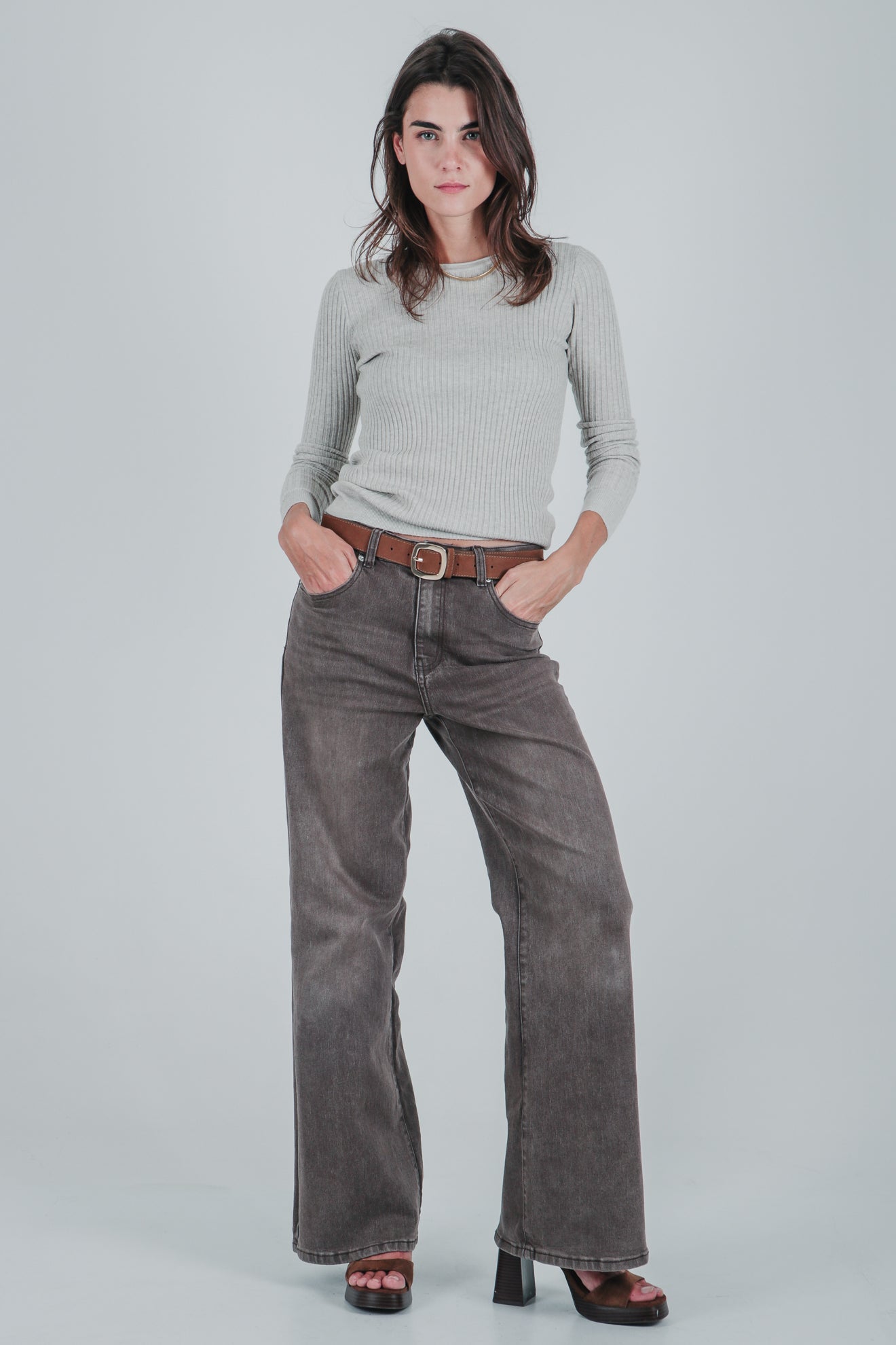 Τζιν wide leg μεσαία μέση