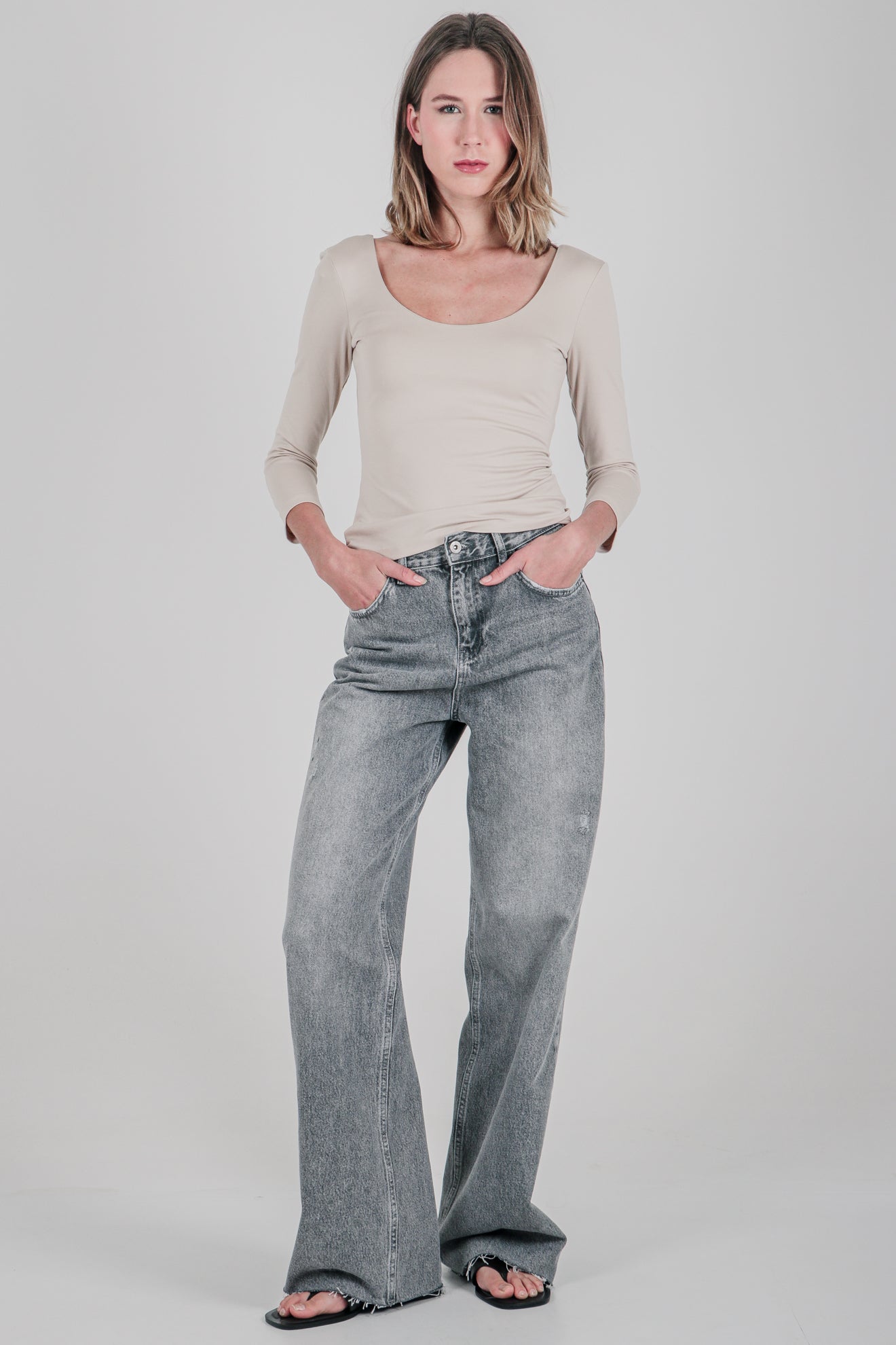 Μπλούζα basic με μανίκι 3/4