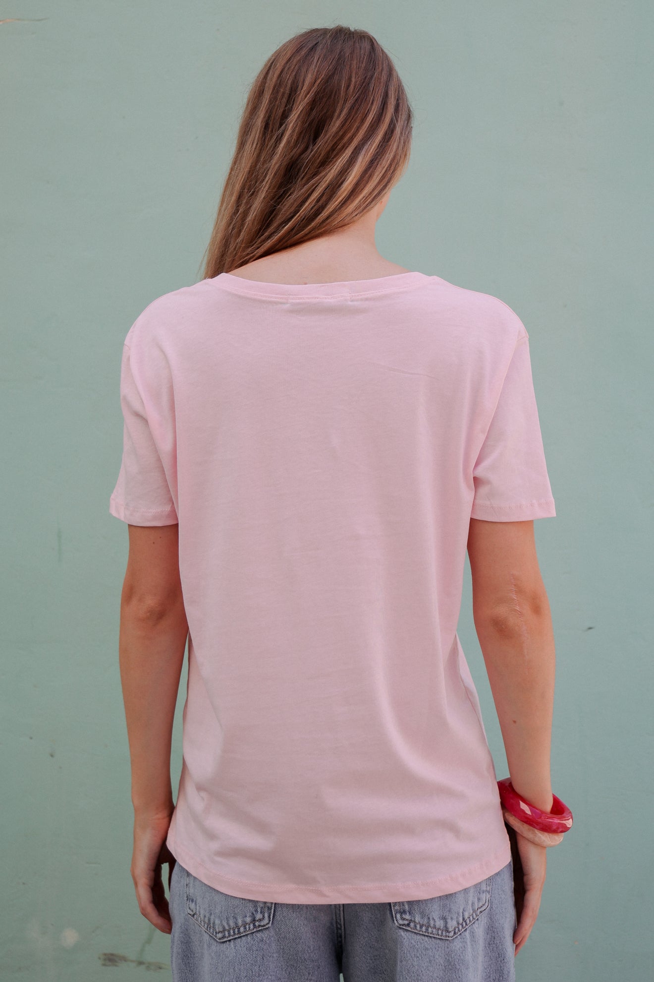 Βαμβακερή μπλούζα με V ντεκολτέ basic