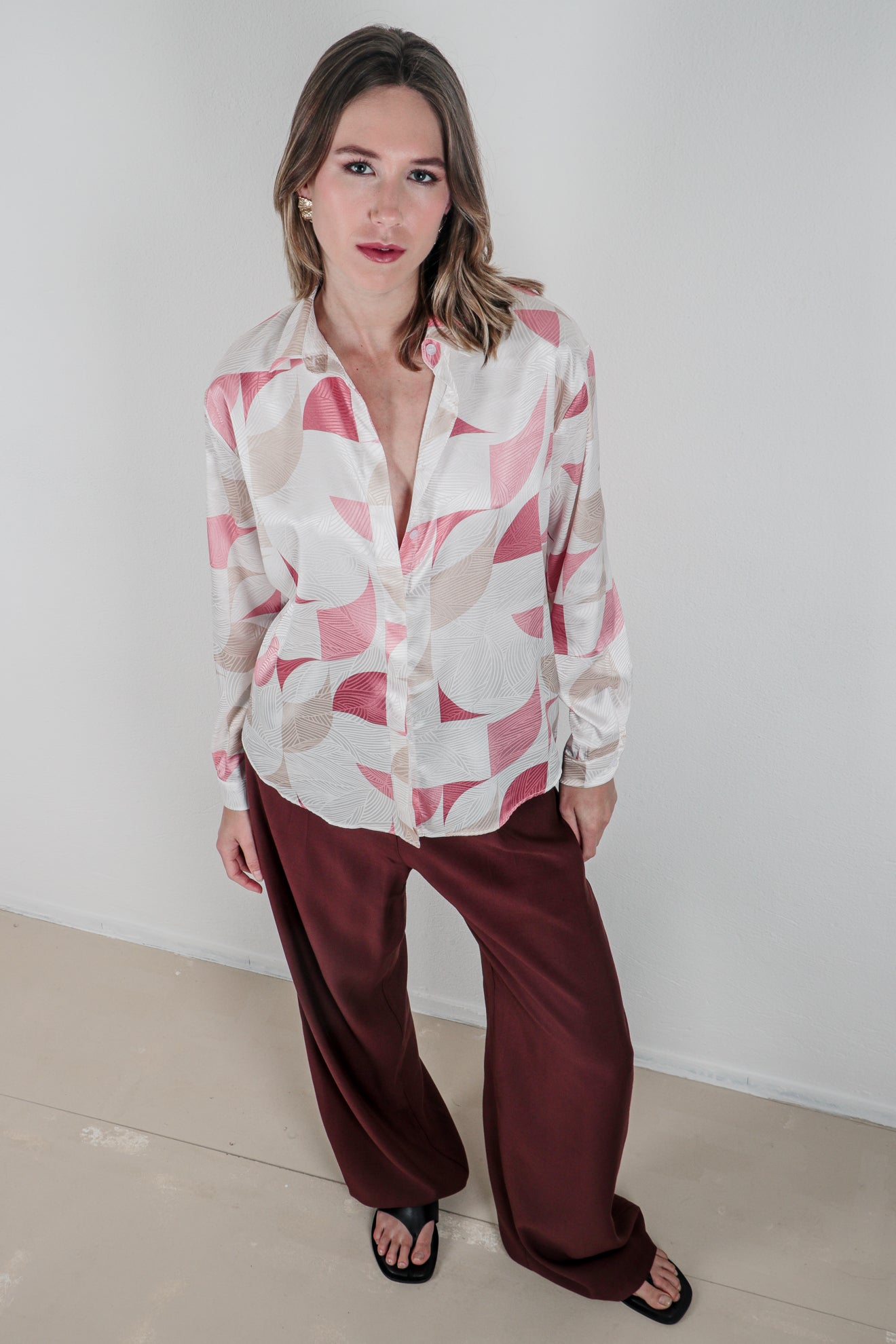 Εμπριμέ πουκάμισο σατινέ