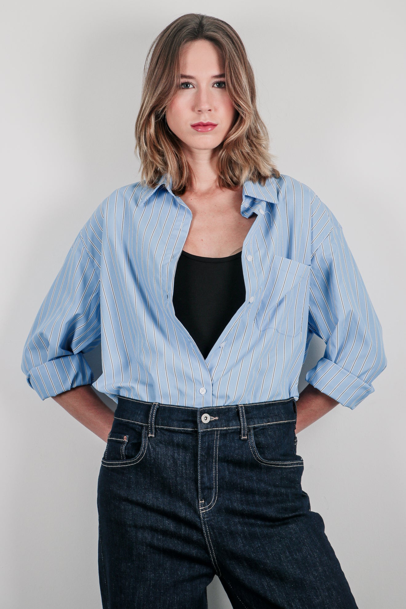 Ριγέ πουκάμισο oversize