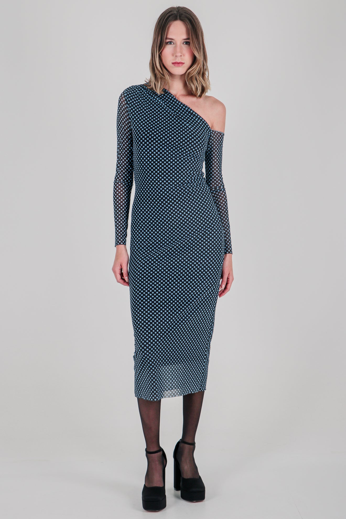 Μίντι πουά φόρεμα από τούλι