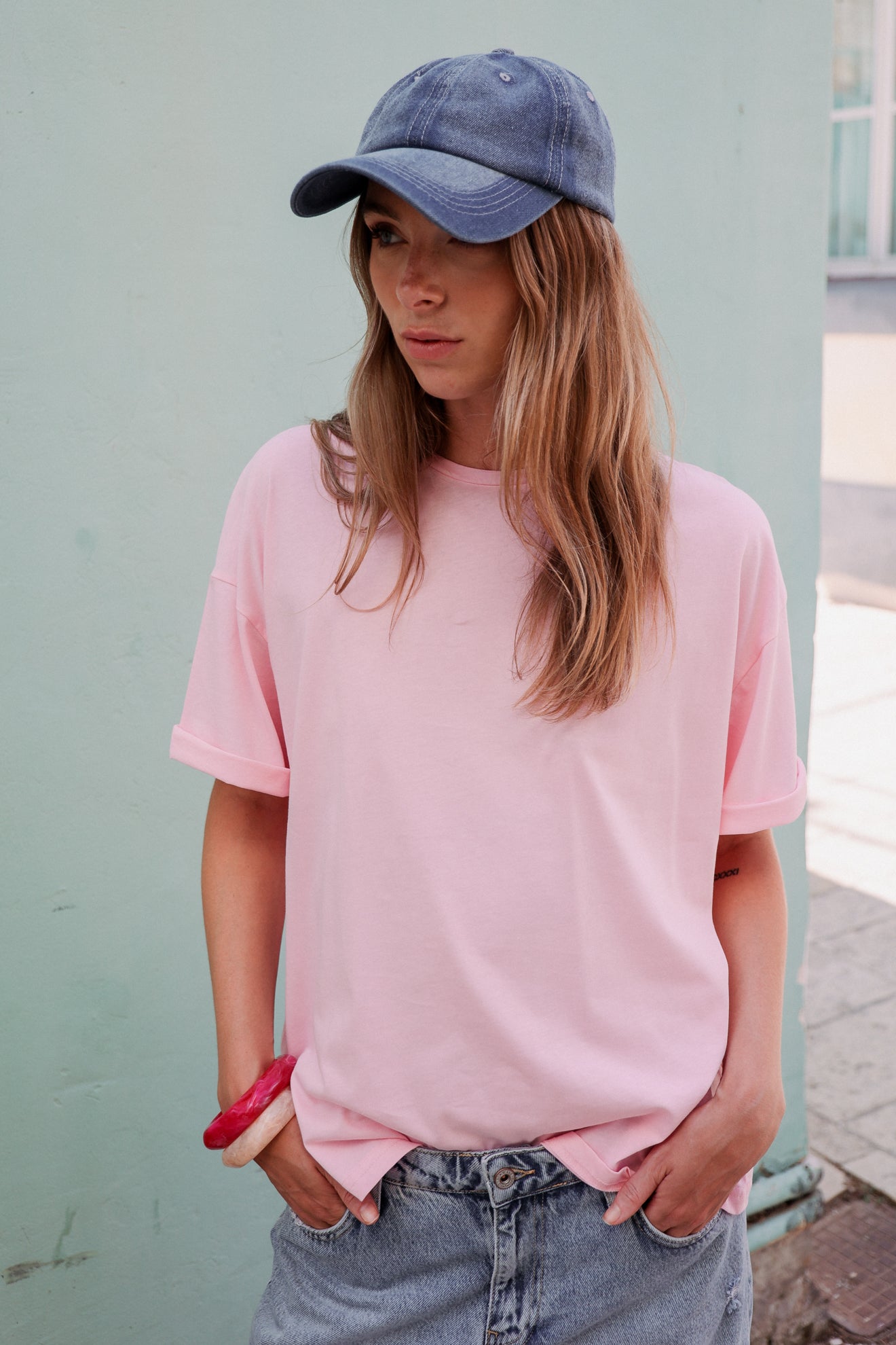 Βαμβακερή μπλούζα με κοντό μανίκι