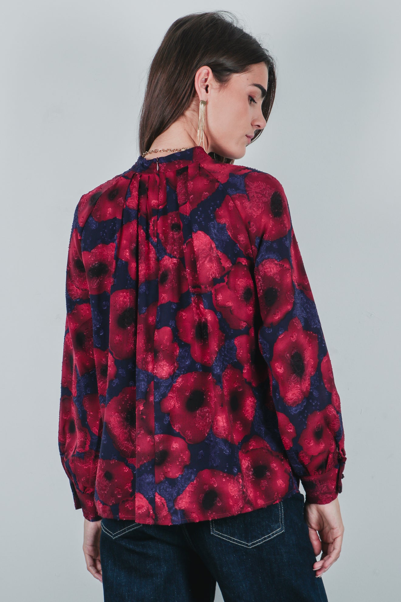 Εμπριμέ μπλούζα με σχέδιο ύφανσης