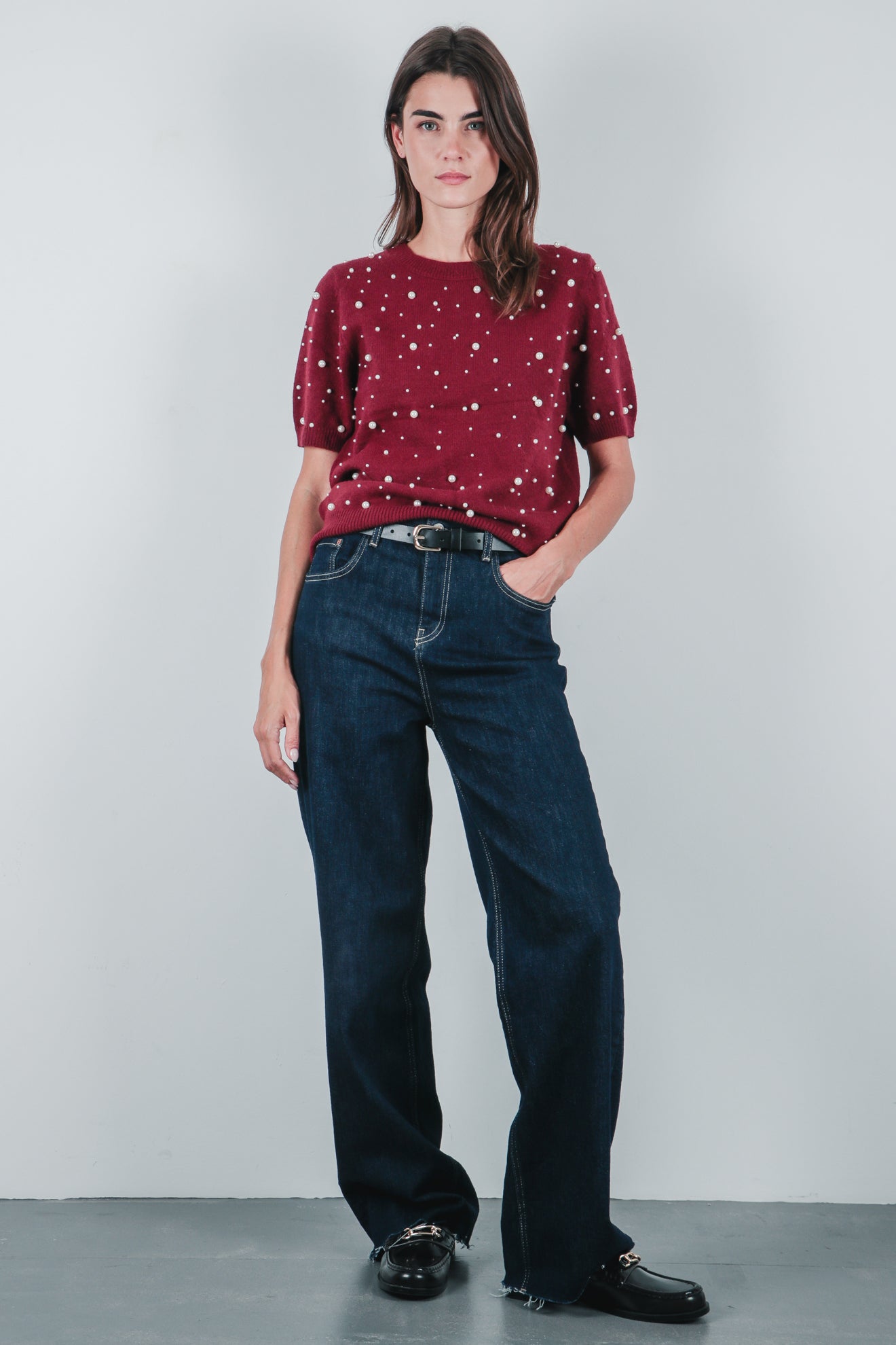 Πλεκτό τοπ με πέρλες