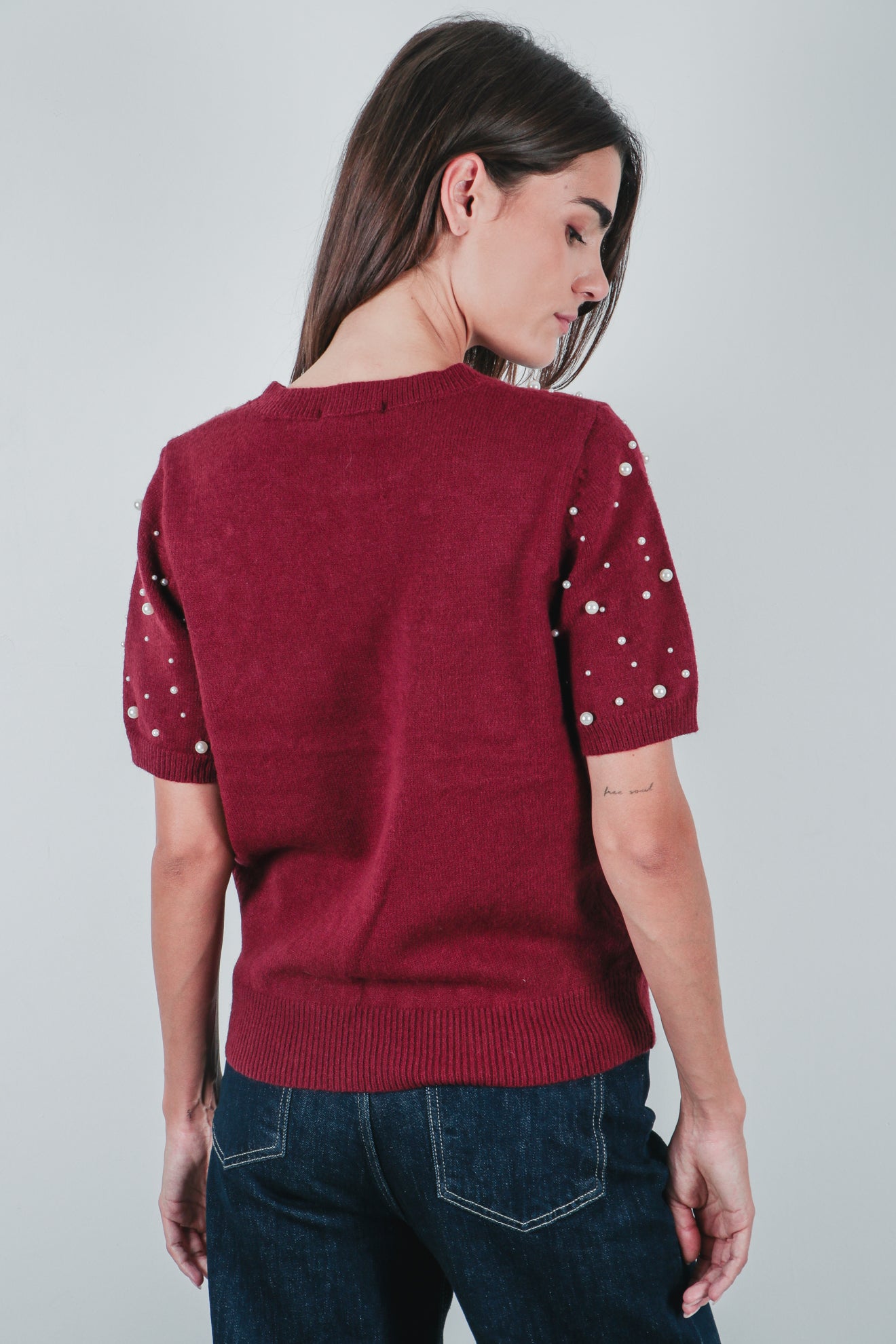 Πλεκτό τοπ με πέρλες