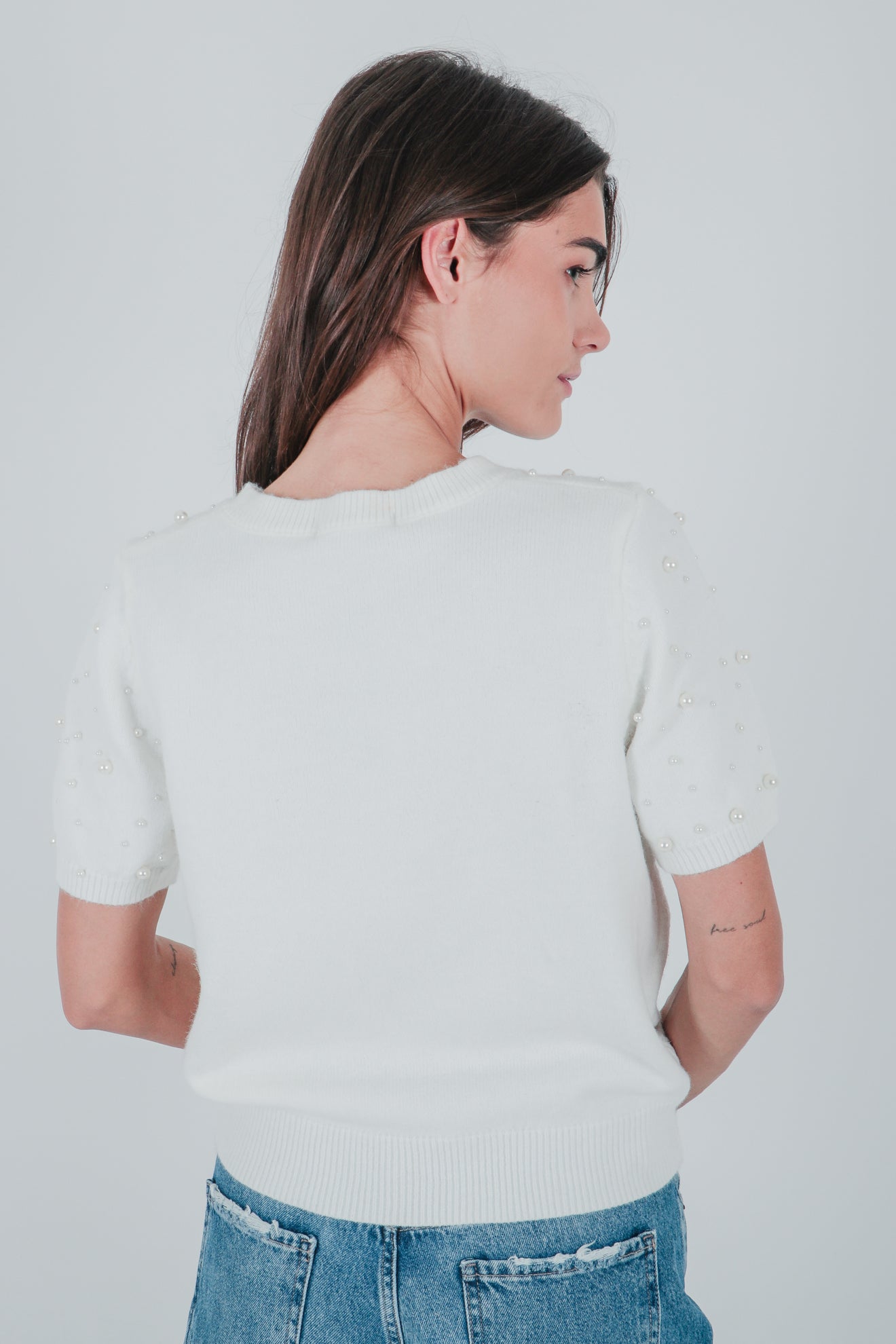 Πλεκτό τοπ με πέρλες