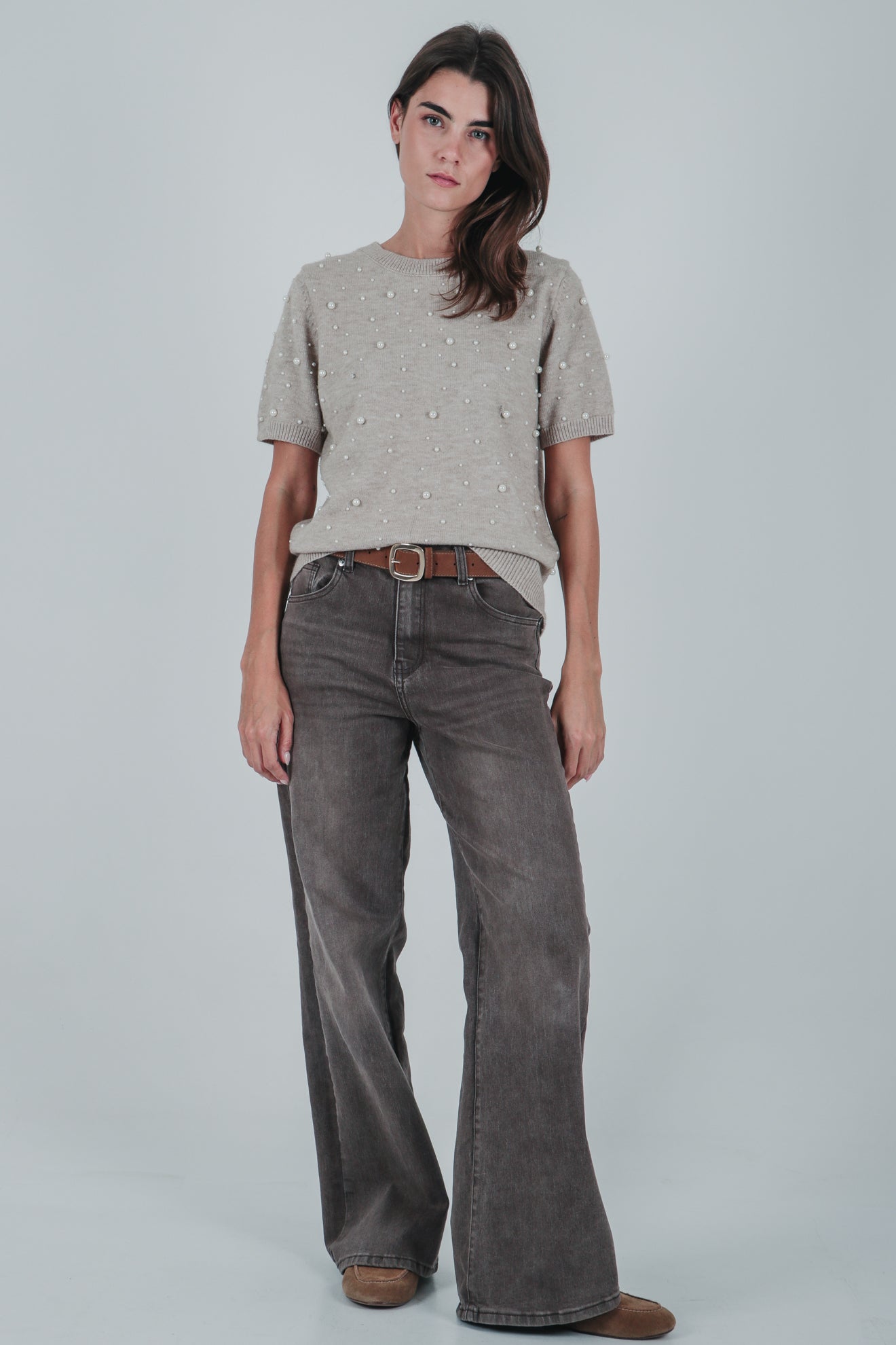 Πλεκτό τοπ με πέρλες